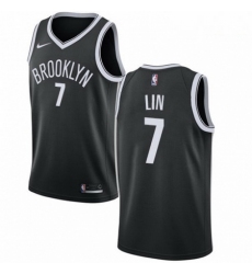 Mens Nike Brooklyn Nets 7 Jeremy Lin Swingman Black Road NBA Jersey Icon Edition
