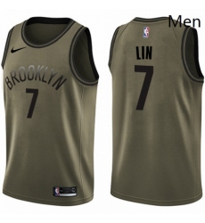 Mens Nike Brooklyn Nets 7 Jeremy Lin Swingman Green Salute to Service NBA Jersey