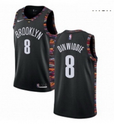Mens Nike Brooklyn Nets 8 Spencer Dinwiddie Swingman Black NBA Jersey 2018 19 City Edition 