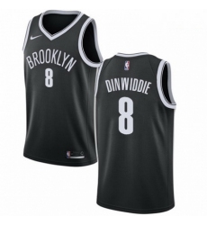 Mens Nike Brooklyn Nets 8 Spencer Dinwiddie Swingman Black NBA Jersey Icon Edition 