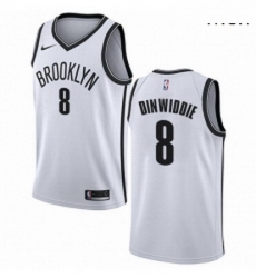 Mens Nike Brooklyn Nets 8 Spencer Dinwiddie Swingman White NBA Jersey Association Edition 