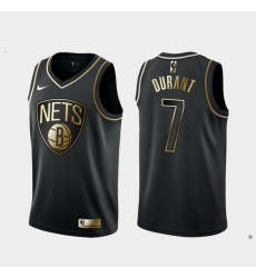 Nets 7 Kevin Durant Black Gold Nike Swingman Jersey