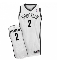 Womens Adidas Brooklyn Nets 2 Nik Stauskas Authentic White Home NBA Jersey 