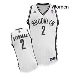 Womens Adidas Brooklyn Nets 2 Nik Stauskas Swingman White Home NBA Jersey 