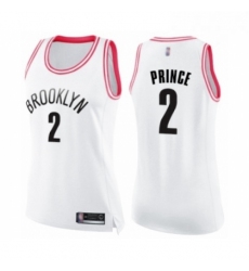 Womens Brooklyn Nets 2 Taurean Prince Swingman White Pink Fashion Basketball Jerse 