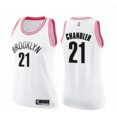 Womens Brooklyn Nets 21 Wilson Chandler Swingman White Pink Fashion Basketball Jerse 