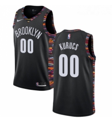 Womens Nike Brooklyn Nets 00 Rodions Kurucs Swingman Black NBA Jersey 2018 19 City Edition 
