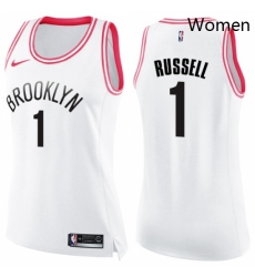 Womens Nike Brooklyn Nets 1 DAngelo Russell Swingman WhitePink Fashion NBA Jersey