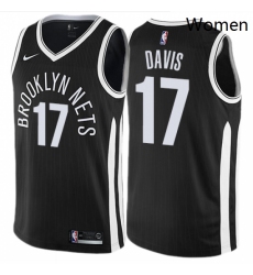 Womens Nike Brooklyn Nets 17 Ed Davis Swingman Black NBA Jersey City Edition 
