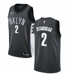 Womens Nike Brooklyn Nets 2 Nik Stauskas Authentic Gray NBA Jersey Statement Edition 