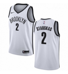 Womens Nike Brooklyn Nets 2 Nik Stauskas Authentic White NBA Jersey Association Edition 