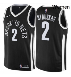 Womens Nike Brooklyn Nets 2 Nik Stauskas Swingman Black NBA Jersey City Edition 