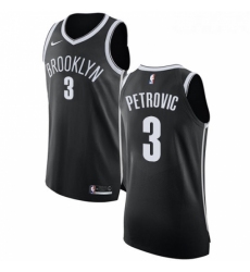 Womens Nike Brooklyn Nets 3 Drazen Petrovic Authentic Black Road NBA Jersey Icon Edition