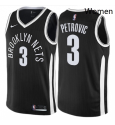Womens Nike Brooklyn Nets 3 Drazen Petrovic Swingman Black NBA Jersey City Edition