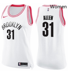 Womens Nike Brooklyn Nets 31 Jarrett Allen Swingman WhitePink Fashion NBA Jersey 