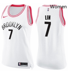 Womens Nike Brooklyn Nets 7 Jeremy Lin Swingman WhitePink Fashion NBA Jersey