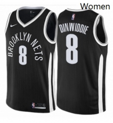 Womens Nike Brooklyn Nets 8 Spencer Dinwiddie Swingman Black NBA Jersey City Edition 