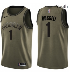 Youth Nike Brooklyn Nets 1 DAngelo Russell Swingman Green Salute to Service NBA Jersey