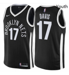 Youth Nike Brooklyn Nets 17 Ed Davis Swingman Black NBA Jersey City Edition 