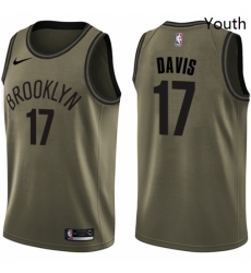 Youth Nike Brooklyn Nets 17 Ed Davis Swingman Green Salute to Service NBA Jersey 