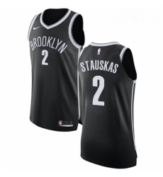Youth Nike Brooklyn Nets 2 Nik Stauskas Authentic Black Road NBA Jersey Icon Edition 