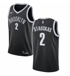 Youth Nike Brooklyn Nets 2 Nik Stauskas Swingman Black Road NBA Jersey Icon Edition 