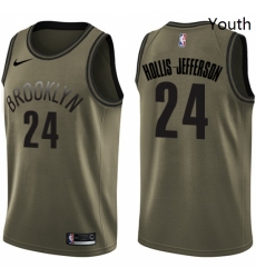 Youth Nike Brooklyn Nets 24 Rondae Hollis Jefferson Swingman Green Salute to Service NBA Jersey