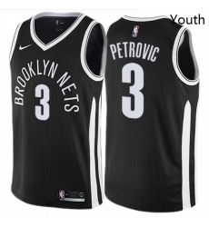 Youth Nike Brooklyn Nets 3 Drazen Petrovic Swingman Black NBA Jersey City Edition