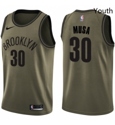 Youth Nike Brooklyn Nets 30 Dzanan Musa Swingman Green Salute to Service NBA Jersey 