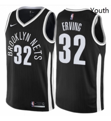Youth Nike Brooklyn Nets 32 Julius Erving Swingman Black NBA Jersey City Edition