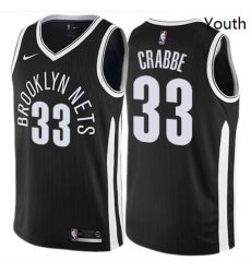 Youth Nike Brooklyn Nets 33 Allen Crabbe Swingman Black NBA Jersey City Edition 