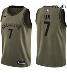 Youth Nike Brooklyn Nets 7 Jeremy Lin Swingman Green Salute to Service NBA Jersey