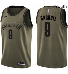 Youth Nike Brooklyn Nets 9 DeMarre Carroll Swingman Green Salute to Service NBA Jersey 