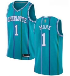 Men Aqua Malik Monk Men Jersey 1 Authentic Charlotte Hornets Basketball Hardwood Classics