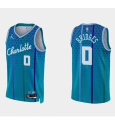 Men Charlotte Hornets 0 Miles Bridges 2021 22 Blue 75th Anniversary City Edition Stitched Basketball Jersey