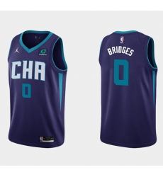 Men Charlotte Hornets 0 Miles Bridges Purple Stitched Basketball Jersey