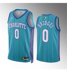 Men Charlotte Hornets 0 Miles Bridges Teal 2023 24 Classic Edition Stitched Basketball Jersey