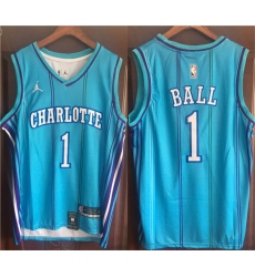 Men Charlotte Hornets 1 LaMelo Ball Blue Stitched Basketball Jersey