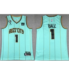 Men Charlotte Hornets 1 LaMelo Ball Teal No 6 Patch Stitched Basketball Jersey