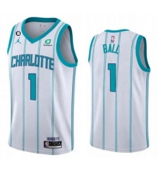 Men Charlotte Hornets 1 LaMelo Ball White No 6 Patch Stitched Basketball Jersey