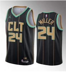 Men Charlotte Hornets 24 Brandon Miller Black 2022 23 Draft City Edition Stitched Basketball Jersey