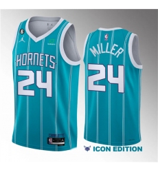 Men Charlotte Hornets 24 Brandon Miller Teal 2022 23 Draft Icon Edition With NO 6 Patch Stitched Basketball Jersey