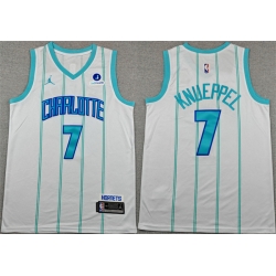 Men Charlotte Hornets  7 Kon Knueppel White Association Edition Stitched Basketball Jersey