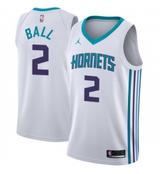 Men Nike Charlotte Hornets 2 LaMelo Ball White NBA Jordan Swingman Association Edition Jersey