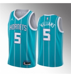 Men's Charlotte Hornets #5 Mark Williams Aqua Stitched Basketball Jersey