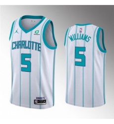 Men's Charlotte Hornets #5 Mark Williams White Stitched Basketball Jersey
