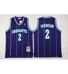 NBA Charlotte Hornets 2 Larry Johnson Throwback Soul Swingman Purple Jersey
