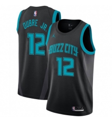 Nike Charlotte Hornets 12 Kelly Oubre Jr  Black NBA Jordan Swingman City Edition 2018 19 Jersey