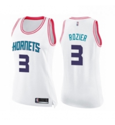 Womens Charlotte Hornets 3 Terry Rozier Swingman White Pink Fashion Basketball Jersey 