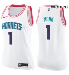 Womens Nike Charlotte Hornets 1 Malik Monk Swingman WhitePink Fashion NBA Jersey 
